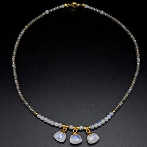 Handmade Labradorite & Siberian Moonstone choker necklace.